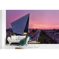 MuchoWow Behang - Fotobehang Den Haag -Skyline - Lucht - Breedte 405 cm x hoogte 260 cm