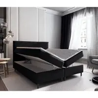 Beddenbriljant Boxspring met Opbergruimte Milou - 140x200 cm - Bonellvering - Stof Antraciet - 2-Persoons