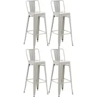 CLP Barkrukset van 4 stuks met rugleuning, in industriële stijl "Mason", kleur: zilver