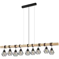 Eglo 9-lichts hanglamp Townshend 5 eetkamer - zwart met hout