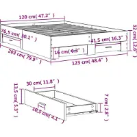 vidaXL Bedframe met lades bewerkt hout wit 120x200 cm