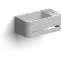 Clou Fontein inbe 9 met handdoekhouder kraangat rechts en afvoerplug 43x23x16 cm grijs microrazzo beton
