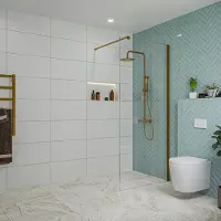FortiFura Galeria inloopdouche - 90x200cm - helder glas - wandarm - Geborsteld koper PVD (Koper) SW797926/SW876702