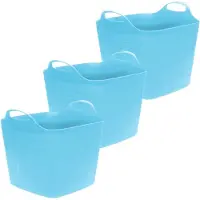 Excellent houseware Flexibele emmer - 3x - blauw - 15 liter - kunststof - vierkant - 30 x 29 cm