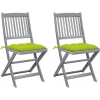 vidaXL Set van 2 klapstoelen met kussens, gemaakt van massief acaciahout.