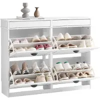 SoBuy Meuble à Chaussures 16 Paires Blanc Effet Bois Vieilli
