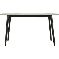 Mauro Ferretti Josh moderne eettafel, 138x78x76 cm - Tafelblad met marmerlook, met zwarte metalen poten - Eettafel voor de woonkamer