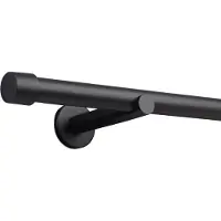 Deco-raum gordijnroede op maat, stijl zwart mat, eindstuk met kap, 25 mm – 480 cm