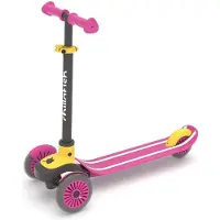 Chillafish Kinderstep 3 Jaar met drie wielen - Roze Geel - Lichtgewicht step meisjes met afneembaar stuur en voetrem - Aanpasbaar in hoogte - Leun-om-te-sturen - Extra grip handgrepen - Model Scotti
