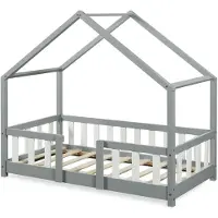 En.casa Kinderbed Treviolo huisbed 70x140 cm lichtgrijs en wit []