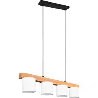 RL LIVE YOUR LIGHT Hanglamp Cameron 4-lichts wit met houtbruin
