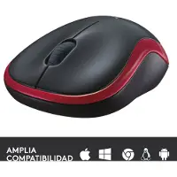 Logitech M185 draadloze optische muis met extreem lange werktijd, Plug&Play, rood-grijs