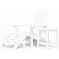 vidaXL Tuinstoel Adirondack met voetenbank en tafel HDPE wit