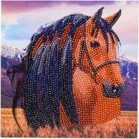 Crystal Art Diamond Painting-kaartset - Paard - Maak je eigen 7"x7"-kaartset - voor 8 jaar en ouder