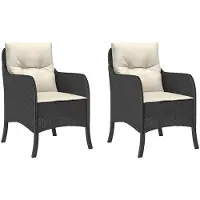 vidaXL Tuinstoelen 2 st met kussens poly rattan zwart