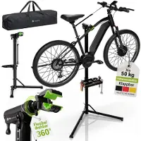 Juskys Opvouwbare fietsreparatiestandaard - 50 kg belastbaar - antislipvoetjes - opbergzak - kunststof - zwart