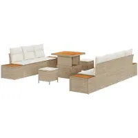 vidaXL Tuinbank Set 10 st 9-zits Beige en Crème