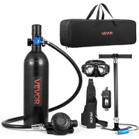 Vevor Mini duikfles, 1 liter draagbare duikfles voor ademen onder water, herbruikbare duikcilinder voor maximaal 20 minuten duiktijd, noodhulpfles met adapter en duikbril voor snorkelen