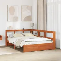 Prolenta Maison Exclusive - Boekenrek-bed met hoofdeinde met opbergruimte, gemaakt van massief grenenhout