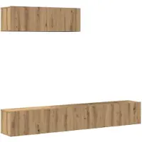 vidaXL 3-delig Tv-meubelset wandmontage bewerkt hout artisanaal eiken