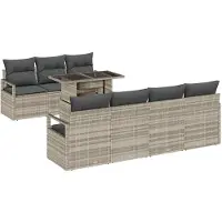 vidaXL Tuinbank Set 8 st 7-Aantal zitplaatsen Lichtgrijs poly rattan