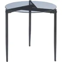 En.casa Bijzettafel Ulökantaa rond rookglas 50x50 cm grijs []