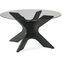 En.casa Salontafel Imi rond glas Ø70x35 cm zwart en grijs []