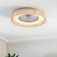 LumenXL Plafondventilator Cakir met stereffect en aanpasbare kleurtemperatuur - lichtbruine bamboe kap