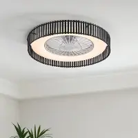 LumenXL Plafondventilator Cakir met stereffect en aanpasbare kleurtemperatuur - zwarte bamboe kap
