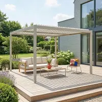 Sweeek Pergola met lamellendak 3,6x3,6m verstelbare lamellen Beige