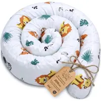 Totsy Baby Zijslaper kussen Lichaamskussen 200 cm Katoen - Lang kussen bed rol slaapkussen nek rol Decoratie voor kinderkamer Oeko-Tex Safari