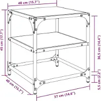 vidaXL Salontafels 2 st met zwart glazen blad 40x40x45 cm staal