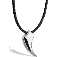 SERASAR Lederen Halsband Man [Wolf] - Zilver 60cm - Premium Sieraden