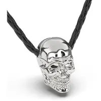 SERASAR Heren Lederen Ketting [Skull] - Zilver 50cm - Hals Sieraden Hanger