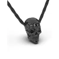 SERASAR Lederen Halsband Man [Skull] - Zwart 60cm - Cadeau voor Hem