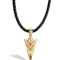 SERASAR Lederen Halsband Man [Arrow] - Goud 60cm - Huwelijksgeschenken voor Mannen