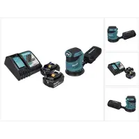Makita Slijpmachine + polijstmachine, DBO 180 RF accu vlakschuurmachine 18 V 125 mm + 2x accu 3,0 Ah + lader (Excentrische schuurmachine)