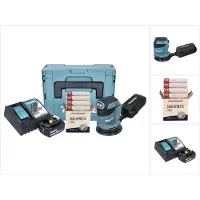 Makita Slijpmachine + polijstmachine, DBO 180 RT1J Accu vlakschuurmachine 18 V 125 mm + 1x oplaadbare accu 5,0 Ah + lader + Toolbrothers (Excentrische schuurmachine)