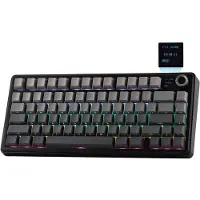 Aula F75 MAX 75% mechanisch draadloos toetsenbord, QWERTY US-indeling, Tri-Mode (bedraad/Bluetooth/2,4G) - keycaps met zijgraveringsdesign in grijstinten / Reaper Switch