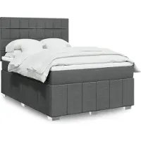 vidaXL Boxspring met matras stof donkergrijs 140x200 cm