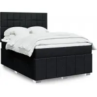 vidaXL Boxspring met matras stof zwart 140x190 cm