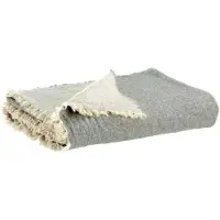 Vivaraise Gebreide deken Bruna - Deken in beige gerecycled textiel (130 x 180 cm) voor binnen