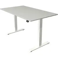 Kerkmann Büromöbelfabrik Move 1 Zit-sta-bureau Rechthoekig Lichtgrijs T-Voet 1.400 (B) x 800 (D) x 1.230 (H) mm Melamine, staal
