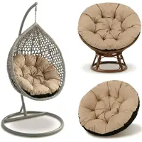 Amazinggirl Hangstoel Kussen 110 cm – Papasan Kussen & Eivormige stoel rond – groot zitkussen waterafstotend voor Tuin Terras Veranda Binnen Buiten Rotan en Woonkamer Beige Schaduw B