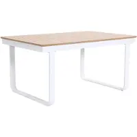 Vente-unique Uitschuifbare tuintafel van aluminium L.155/246 cm - Licht naturel en wit - SERUNO van MYLIA