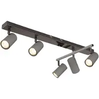 Globo Lighting Plafondspot Plafondlamp Woonkamerlamp Eetkamerlamp Slaapkamerlamp, metaal zwartgrijs, verstelbare spots 5 vlammen GU10, L 70 cm
