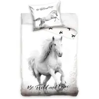 Carbotex Dekbedovertrek wit paard 140 x 200 cm 70 x 90 cm - Katoen