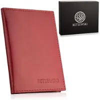 Betlewski Business - Leren Pasjeshouder & Documentenmap - Unisex - Rood - BEZ-04 - Inclusief Geschenkdoos