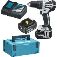 Makita 18V Battery Punch Drill in White | 2 batterij 6.0Ah + lader | Makpac