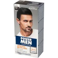 Joanna - Power Men Color Cream 3In1 Hair Beard Moustache 02 Dark Brown 30G